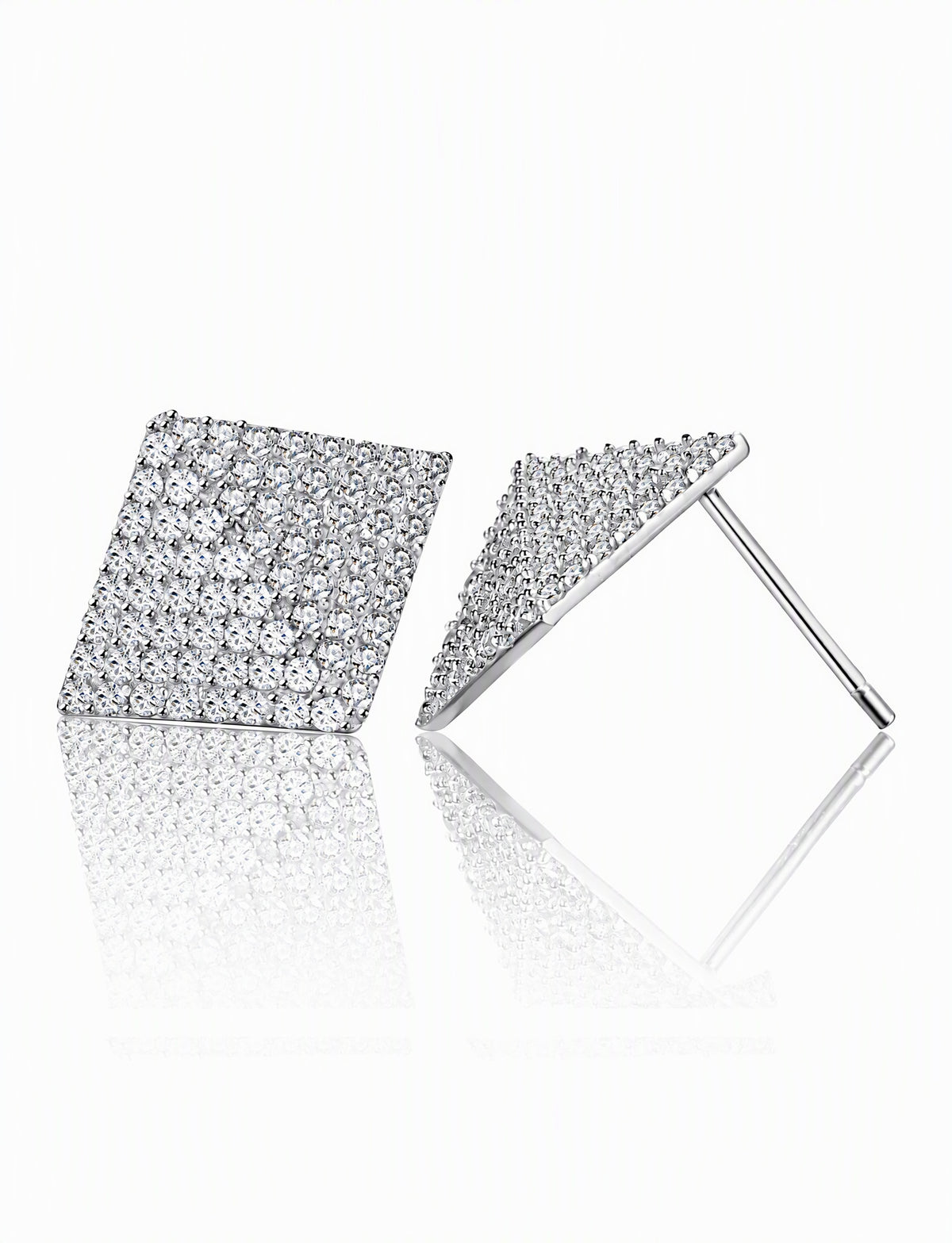 Square Stud Earrings for Women, Geometric Pavé Style Statement Earrings, Everyday Office Party Jewelry