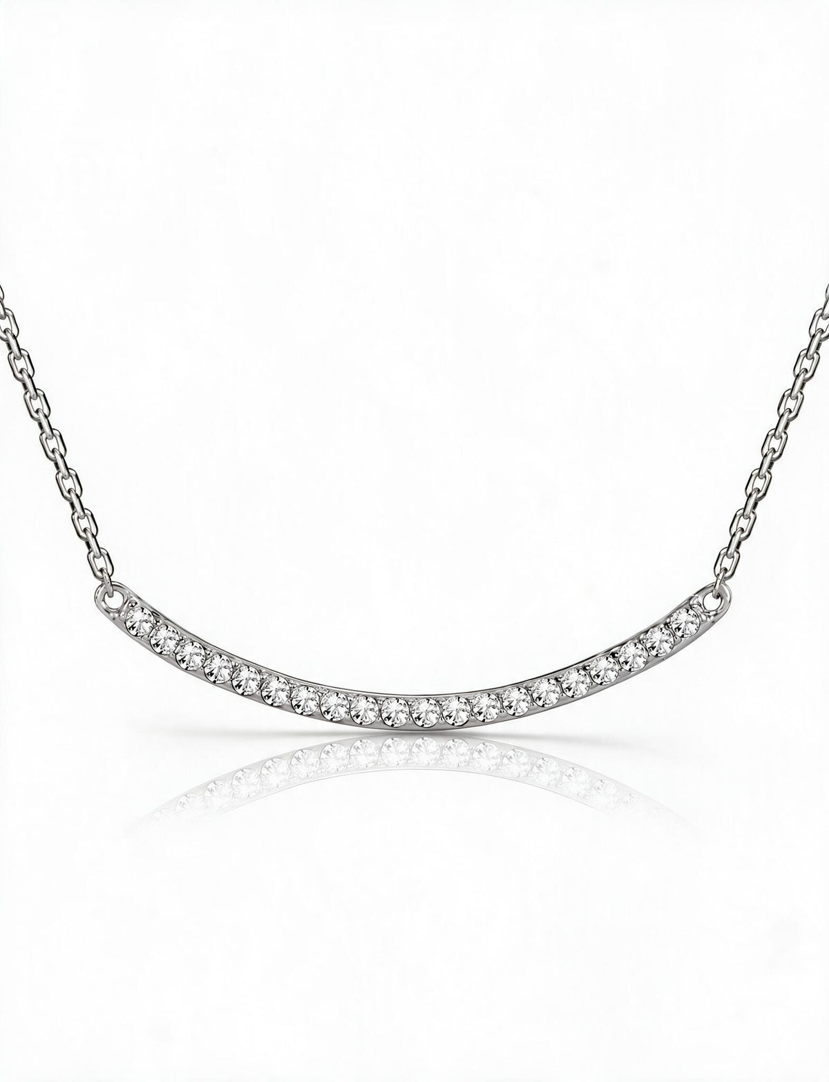 925 Sterling Silver Curved Bar Necklace, Minimalist Silver Pendant Jewelry with Chain, Dainty Modern Necklace for Women