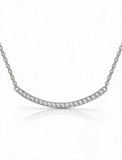 925 Sterling Silver Curved Bar Necklace, Minimalist Silver Pendant Jewelry with Chain, Dainty Modern Necklace for Women