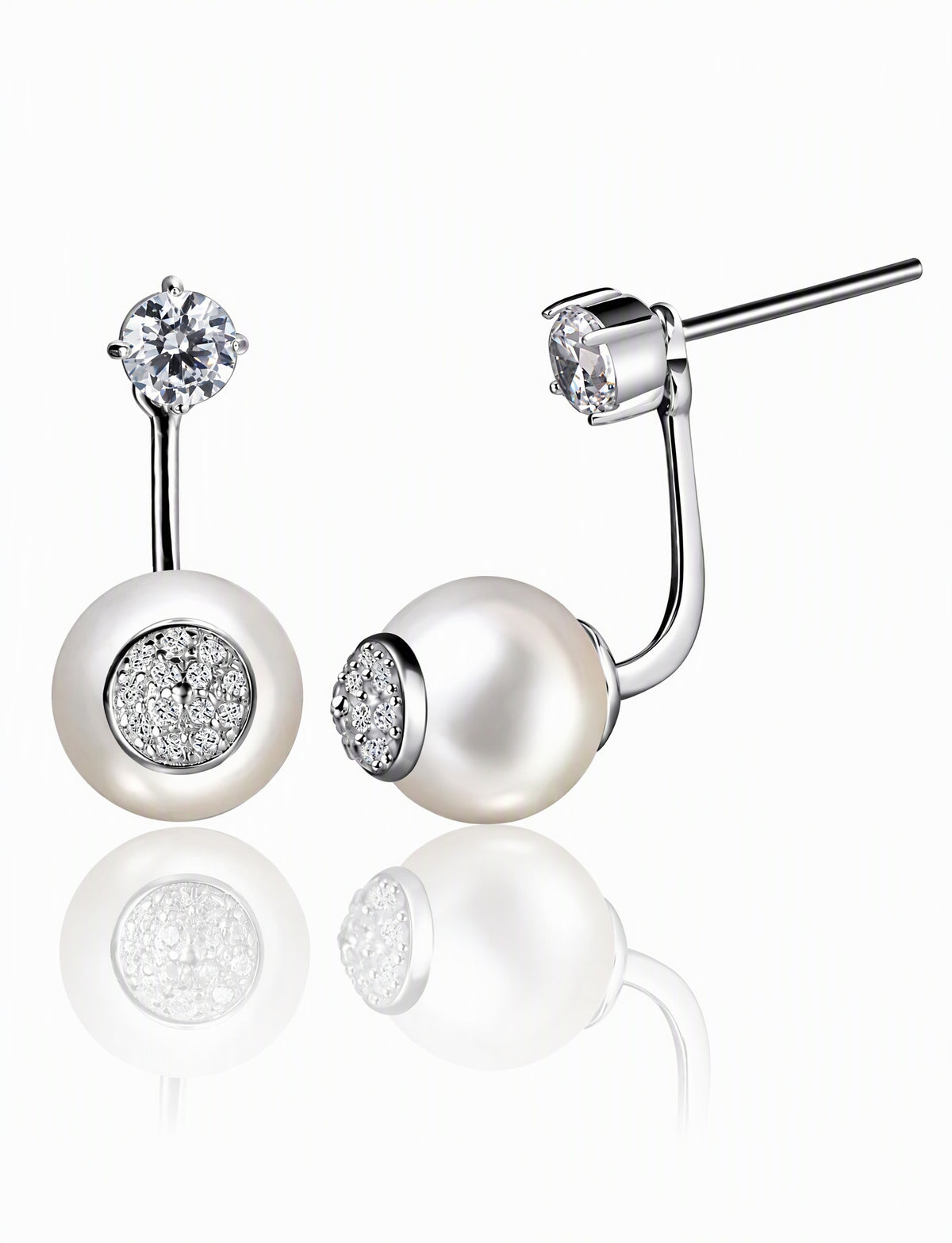 Product Title Pearl Ear Jacket Earrings for Women, Front Back Statement Studs, Everyday Office Wedding Party Jewelry