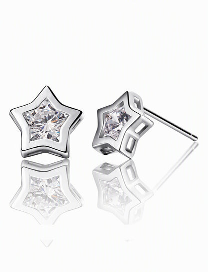 Star Stud Earrings for Women, Five Point Geometric Frame Statement Studs, Office Wedding Party Jewelry Style