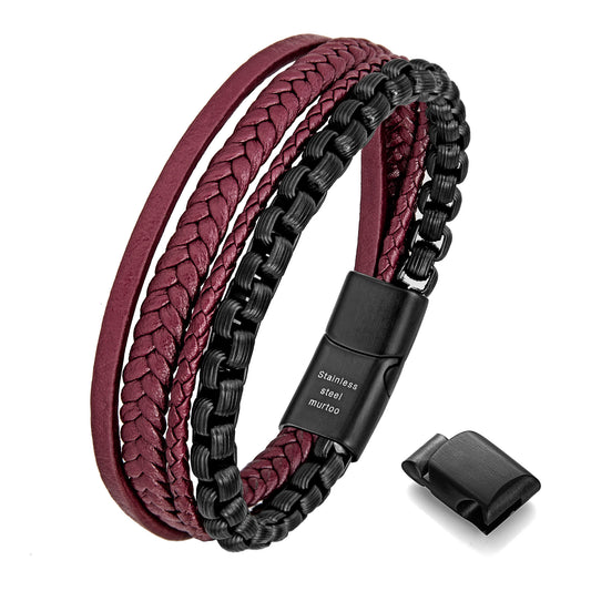 Leather and Steel Bracelet B00762