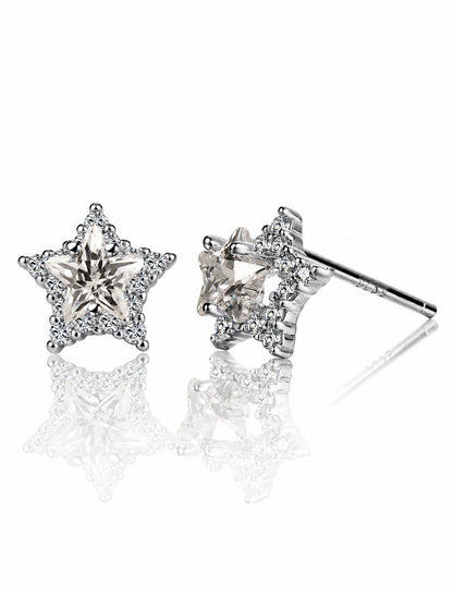 Star Stud Earrings for Women, Five Point Halo Geometric Statement Studs, Everyday Office Wedding Party Jewelry