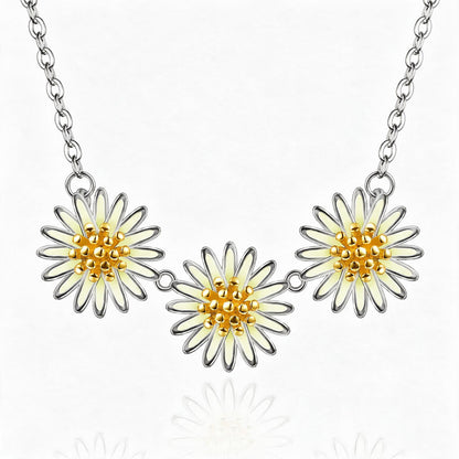 925 Sterling Silver Flower Necklace, Floral Pendant Jewelry with Three Bloom Design, Women Silver Pendant Necklace for Daily Wear