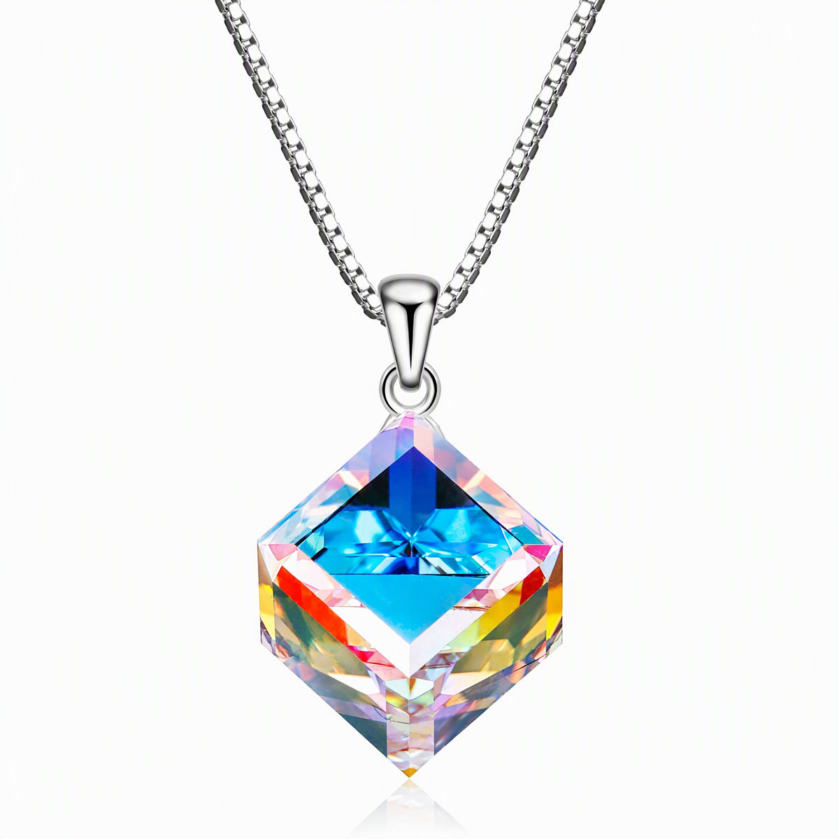Geometric Pendant Necklace for Women, Faceted Prism Drop Design with Modern Cut Details, Minimalist Everyday Jewelry