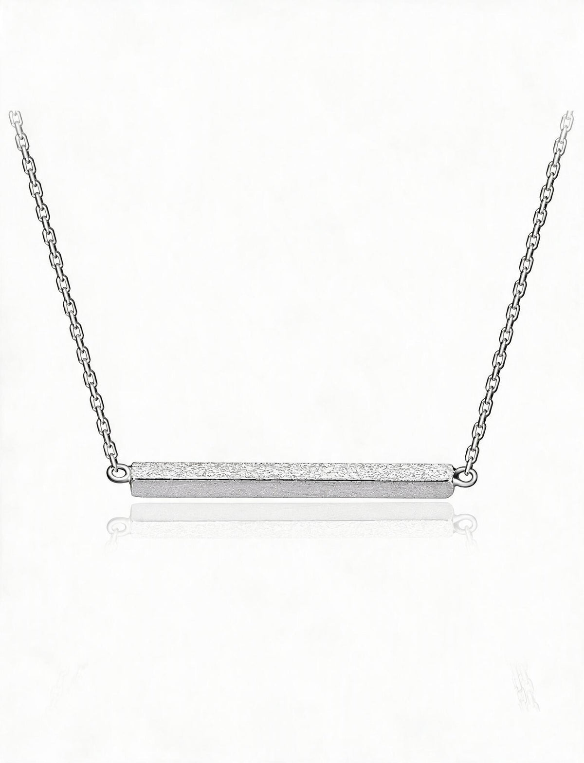 Horizontal Bar Necklace for Women, Textured Straight Line Pendant with Fine Chain, Minimalist Jewelry for Everyday Style