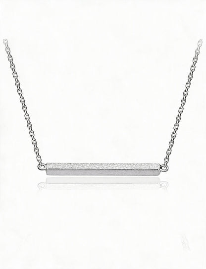 Horizontal Bar Necklace for Women, Textured Straight Line Pendant with Fine Chain, Minimalist Jewelry for Everyday Style