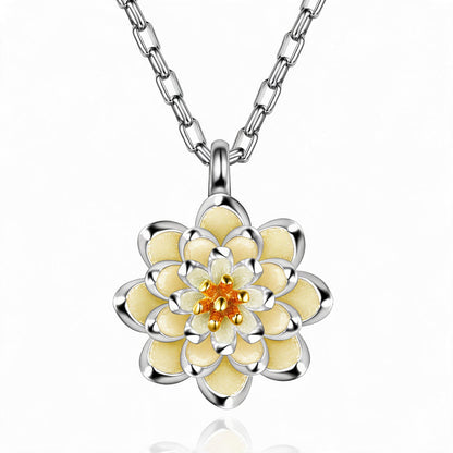 Flower Pendant Necklace for Women, Layered Petal Design with Textured Bloom Center, Botanical Jewelry for Everyday Style