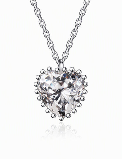 Heart Pendant Necklace for Women, Faceted Heart Design with Beaded Edge, Dainty Jewelry for Everyday Styling
