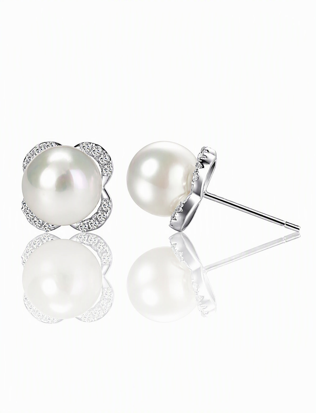 Freshwater Pearl Flower Stud Earrings for Women, Floral Statement Studs, Everyday Office Wedding Party Jewelry