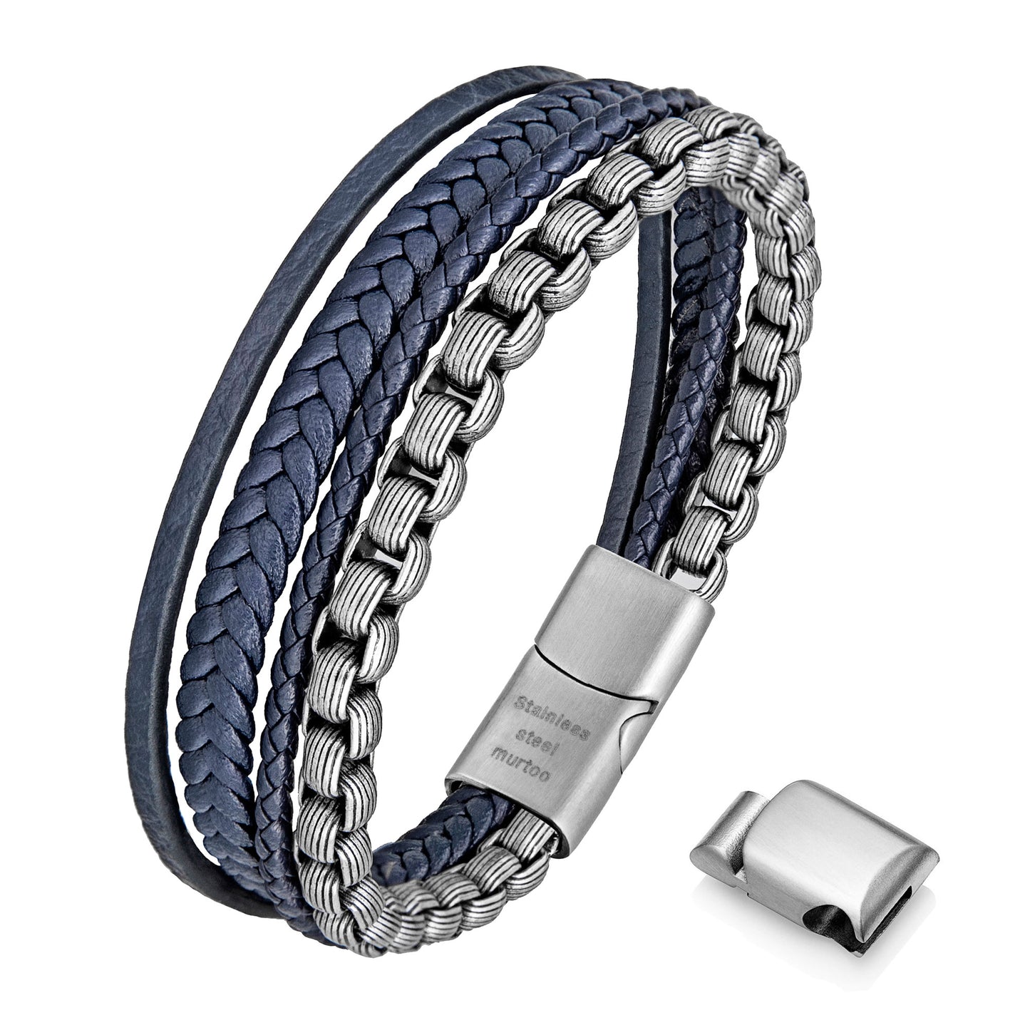 Leather and Steel Bracelet B00747