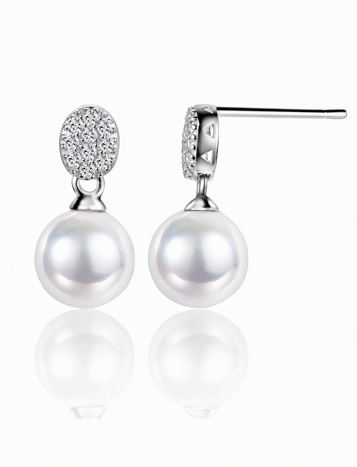 Freshwater Pearl Drop Earrings for Women, Geometric Statement Stud Earrings, Wedding Office Party Jewelry