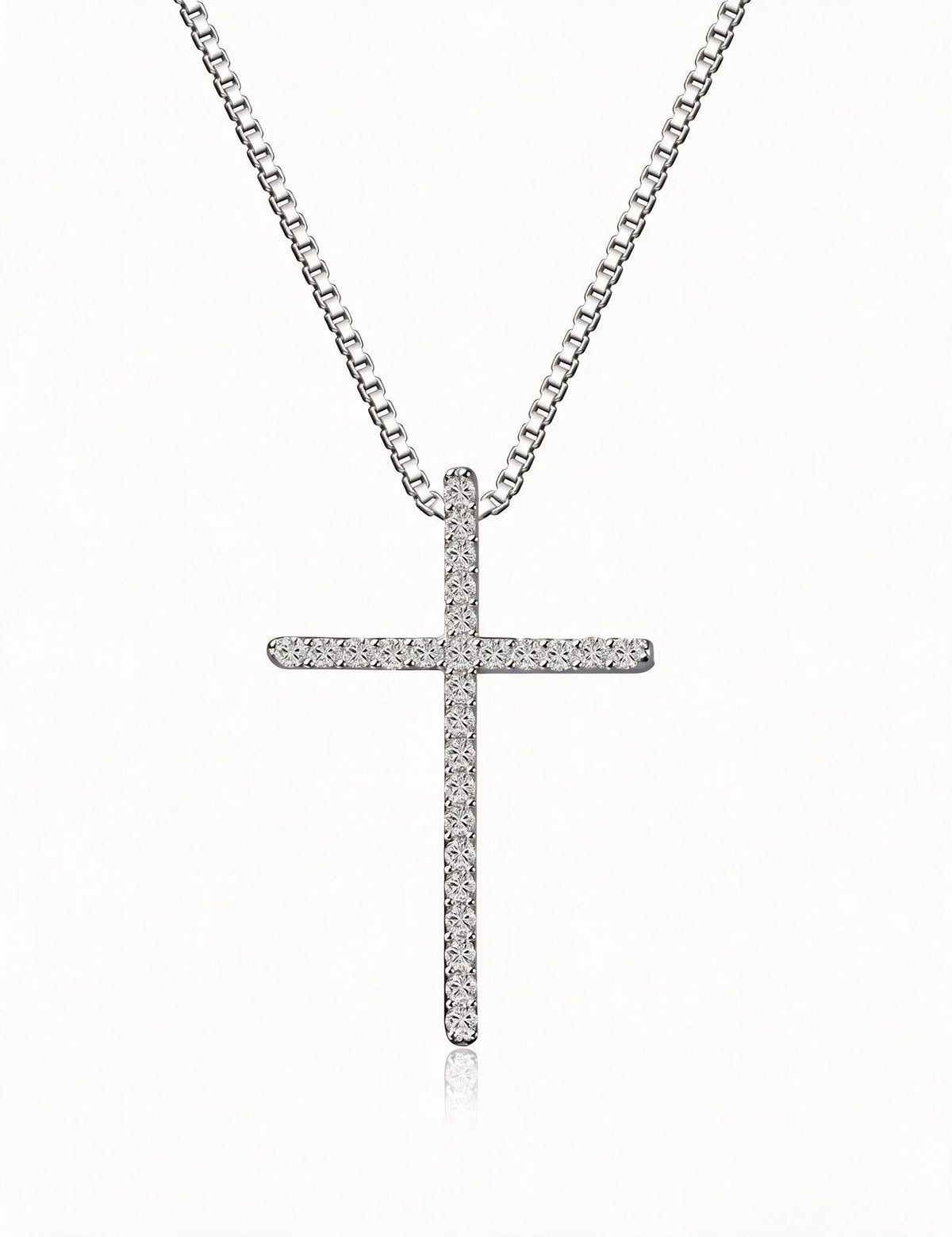 Cross Necklace for Women, Minimalist Latin Cross Pendant with Pave Stone Accents, Classic Everyday Faith Jewelry