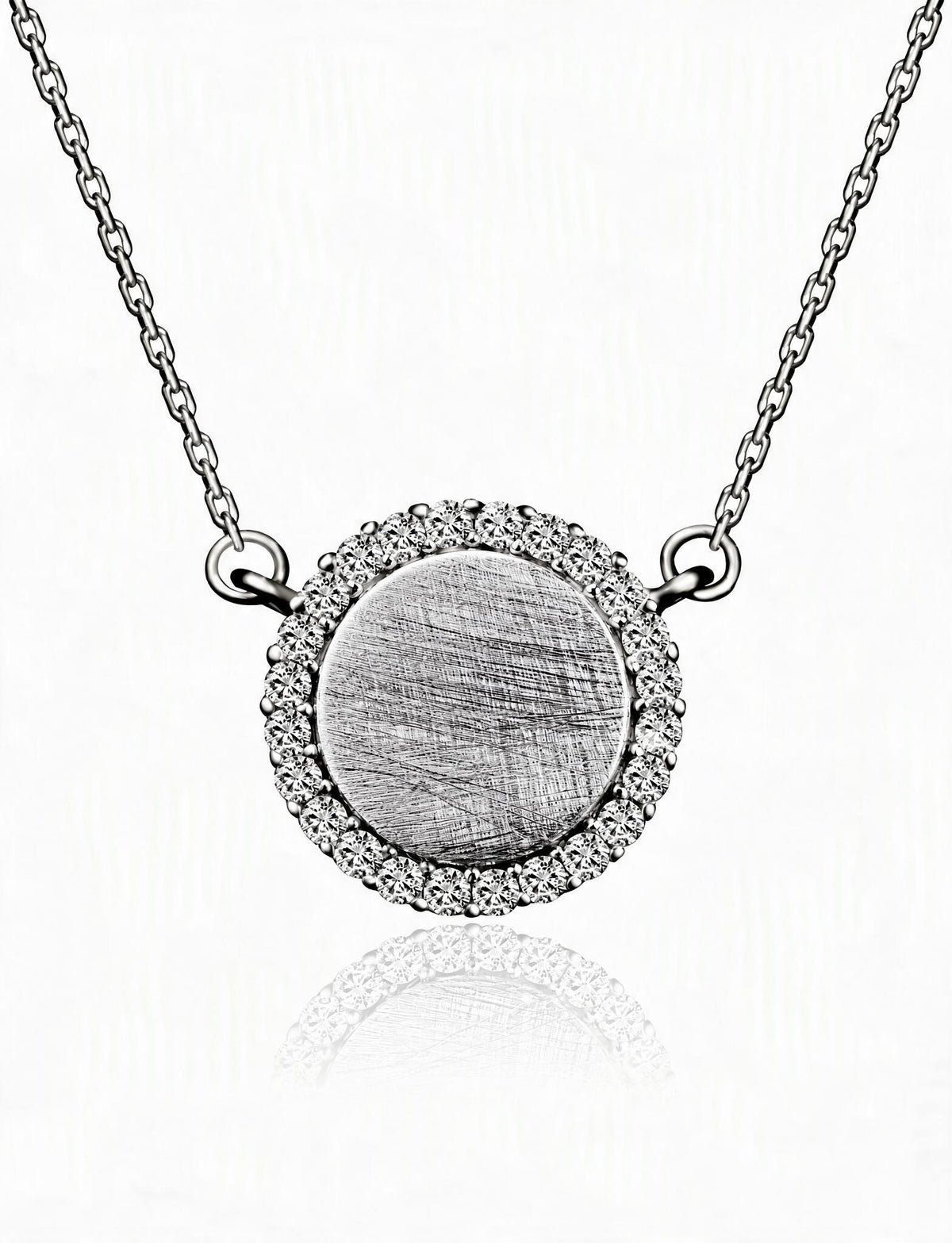 Round Pendant Necklace for Women, Textured Disc with Halo Detail, Minimalist Circle Jewelry for Everyday Styling