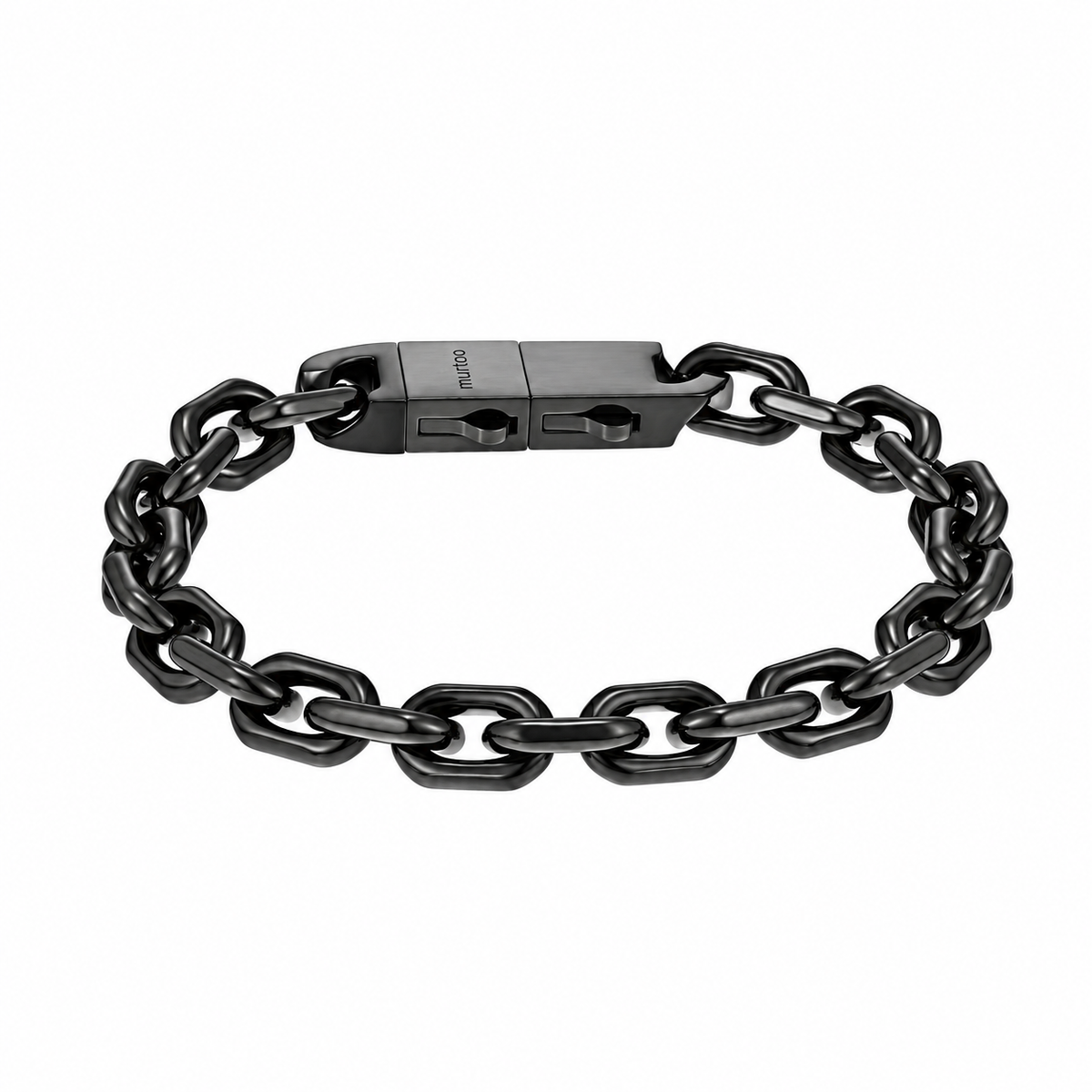 Mens Chain Bracelet, Mens Stainless Steel and Gold Bracelets, Square Link Bracelet, Adjustable Box Clasp 8mm B00399