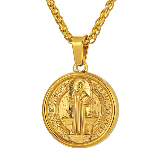 Gold Pendant Necklace Wheat Chain N00928