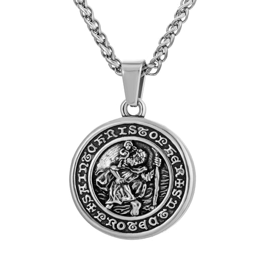 Antique Silver Pendant Necklace Wheat Chain N00979