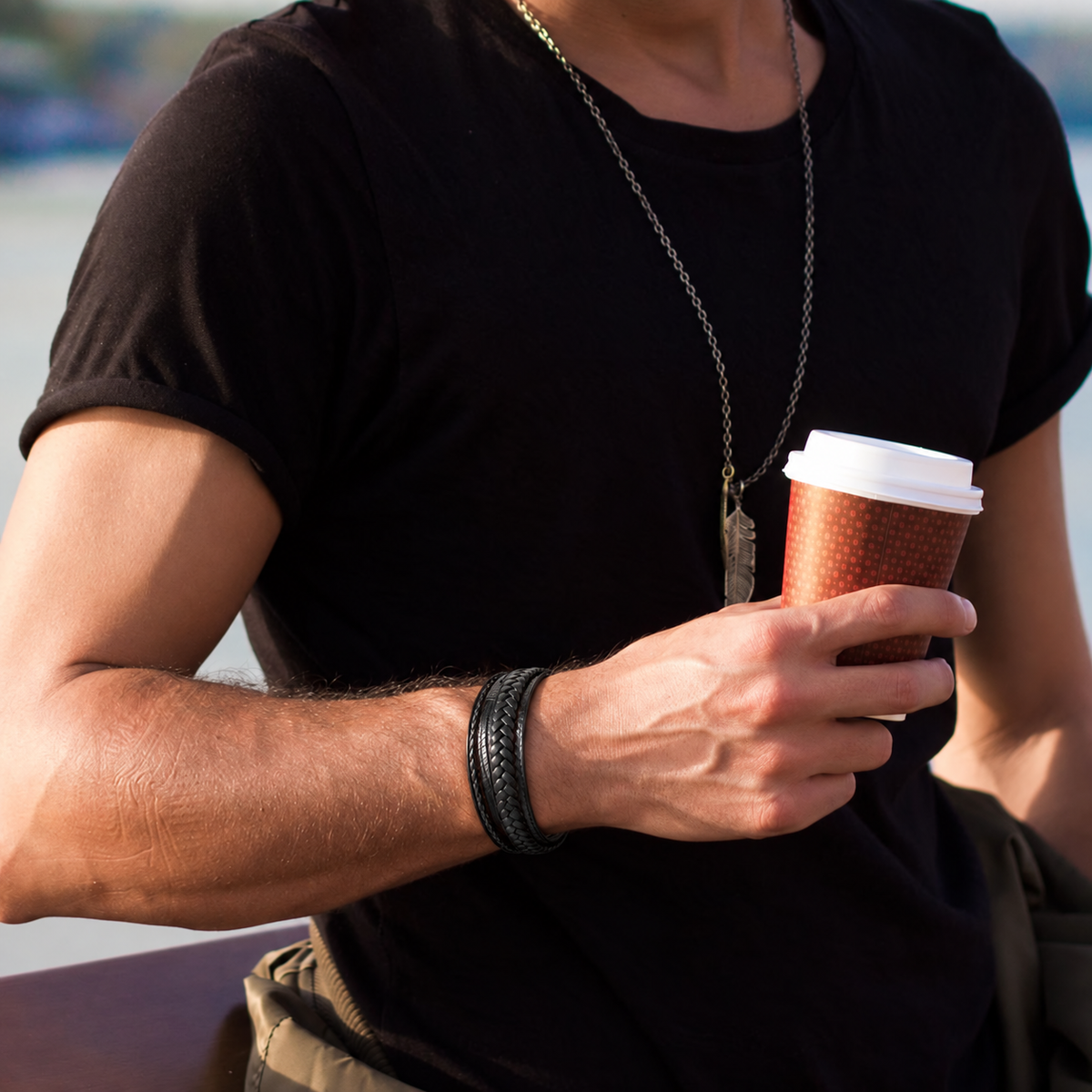 Mens Bracelet, Multi Strand Wrist Accessory, Handcrafted Knot Detail Design, Modern Style Bracelet for Men Daily Wear BHR00272