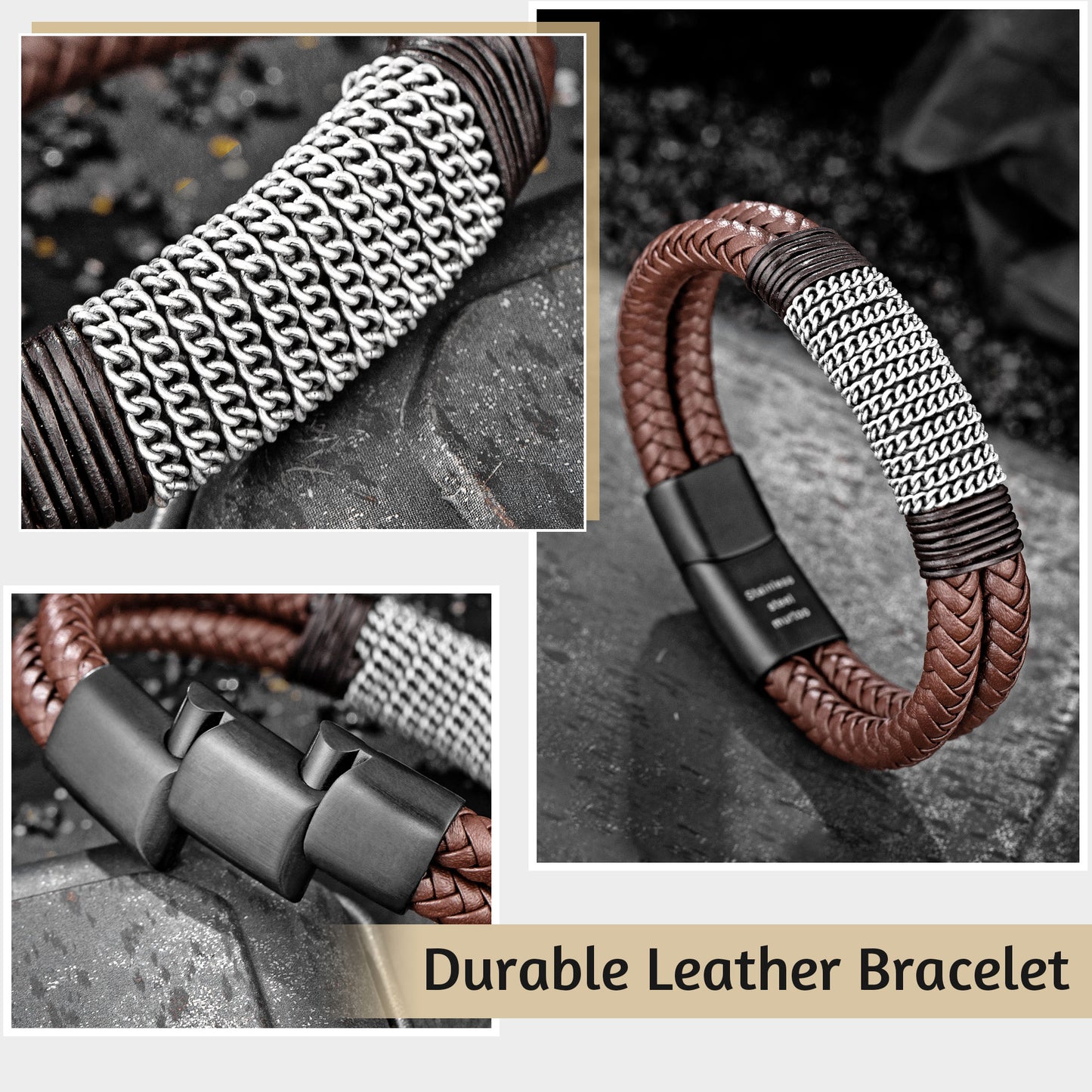 Leather And steel Bracelet B00492