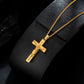 Cross Necklace for Men Women, Stainless Steel Crucifix Cross with Curb Chain Wheat Chain, Religious Faith Jewelry, Gift for Family