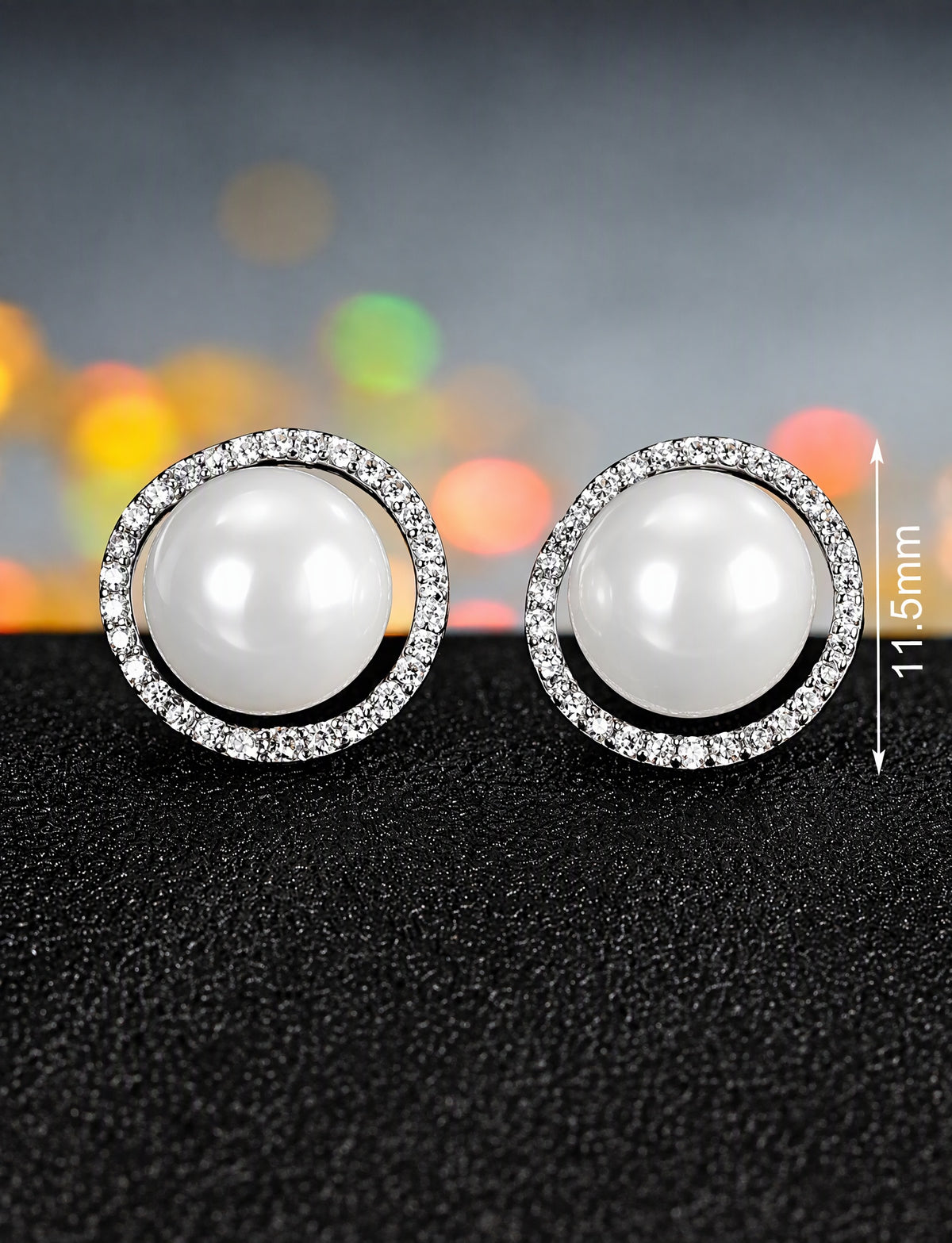 Freshwater Pearl Stud Earrings for Women, Open Circle Geometric Statement Earrings, Wedding Office Party Jewelry
