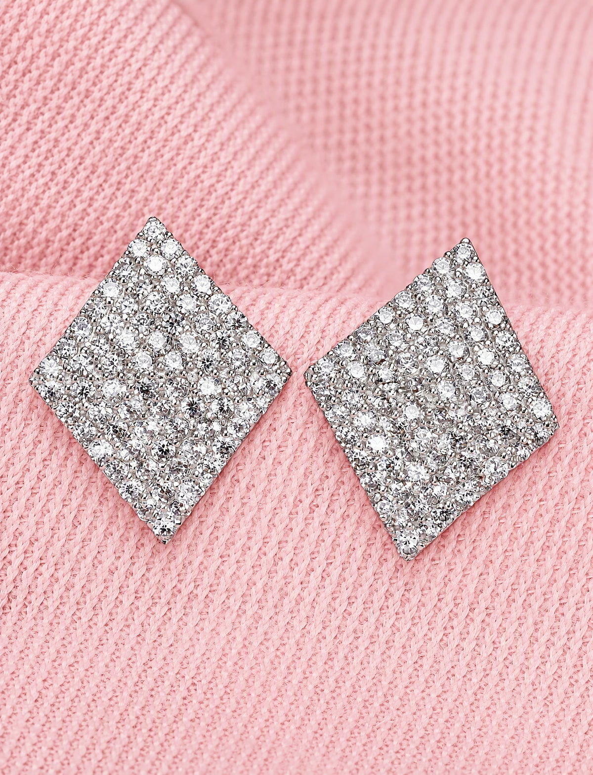 Square Stud Earrings for Women, Geometric Pavé Style Statement Earrings, Everyday Office Party Jewelry