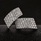 Rectangle Stud Earrings for Women, Curved Geometric Pavé Style Statement Studs, Everyday Office Party Jewelry