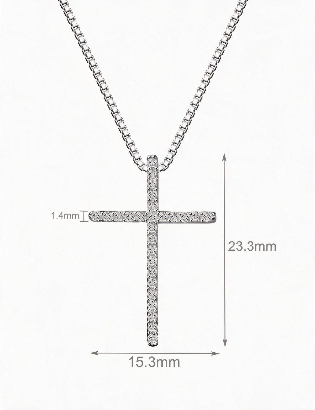 Cross Necklace for Women, Minimalist Latin Cross Pendant with Pave Stone Accents, Classic Everyday Faith Jewelry