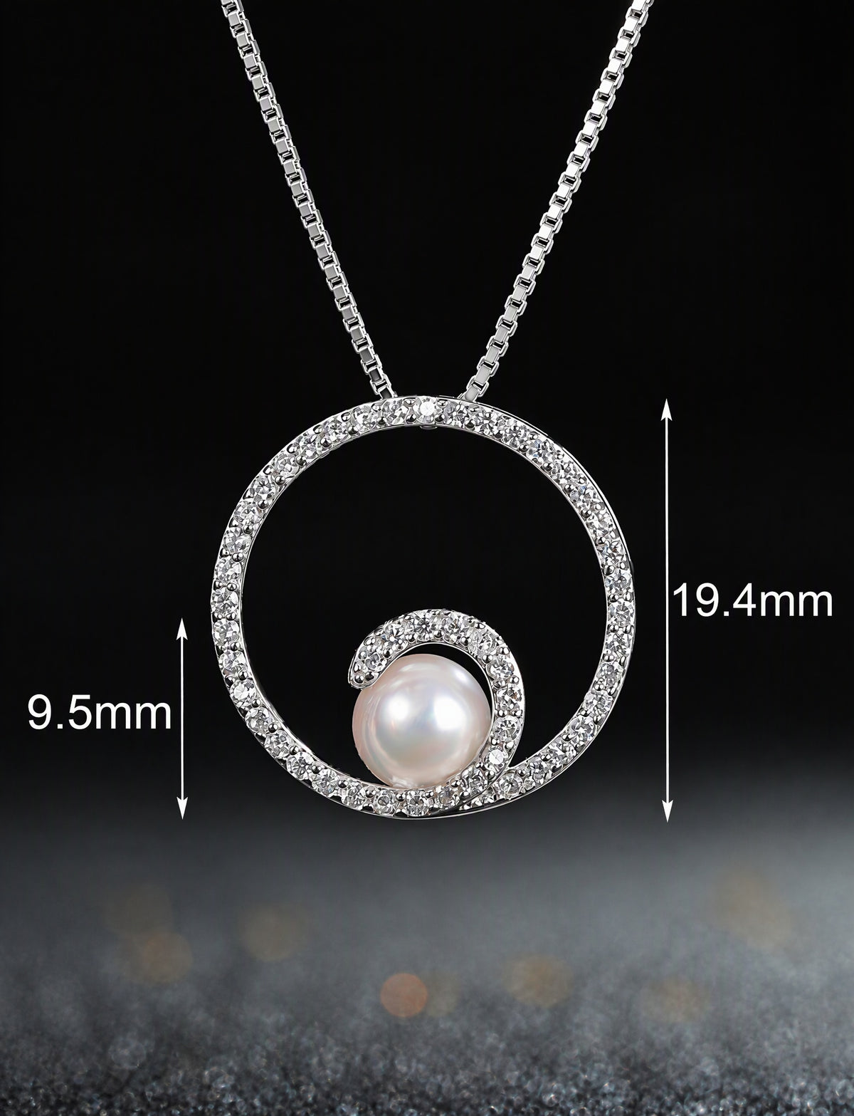 Freshwater Pearl Necklace, 925 Sterling Silver Round Pearl Pendant Jewelry with Silver Chain, Modern Pearl Necklace for Women