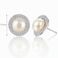 Freshwater Pearl Stud Earrings for Women, Round Halo Statement Earrings, Wedding Office Party Jewelry