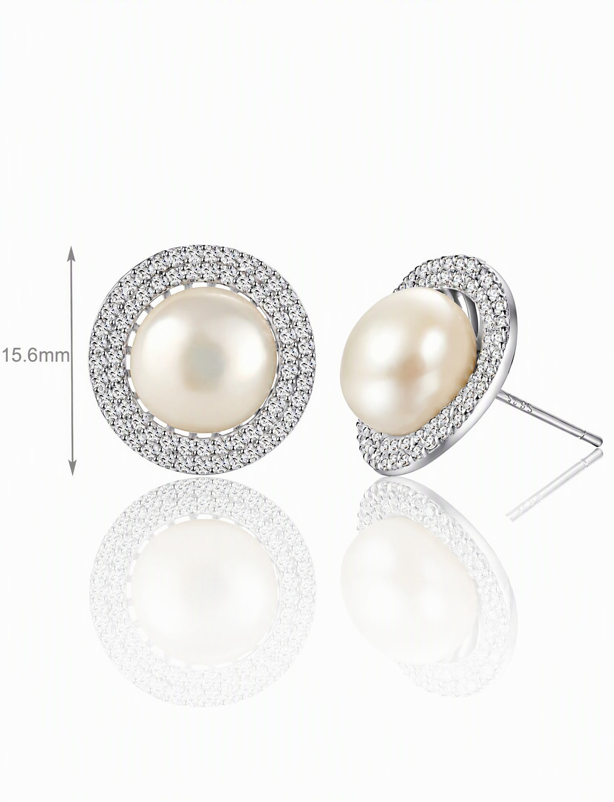 Freshwater Pearl Stud Earrings for Women, Round Halo Statement Earrings, Wedding Office Party Jewelry