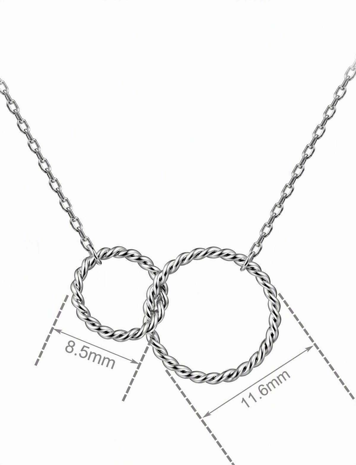 Interlocking Circle Necklace for Women, Twisted Rope Double Ring Design, Minimalist Linked Jewelry for Everyday Style