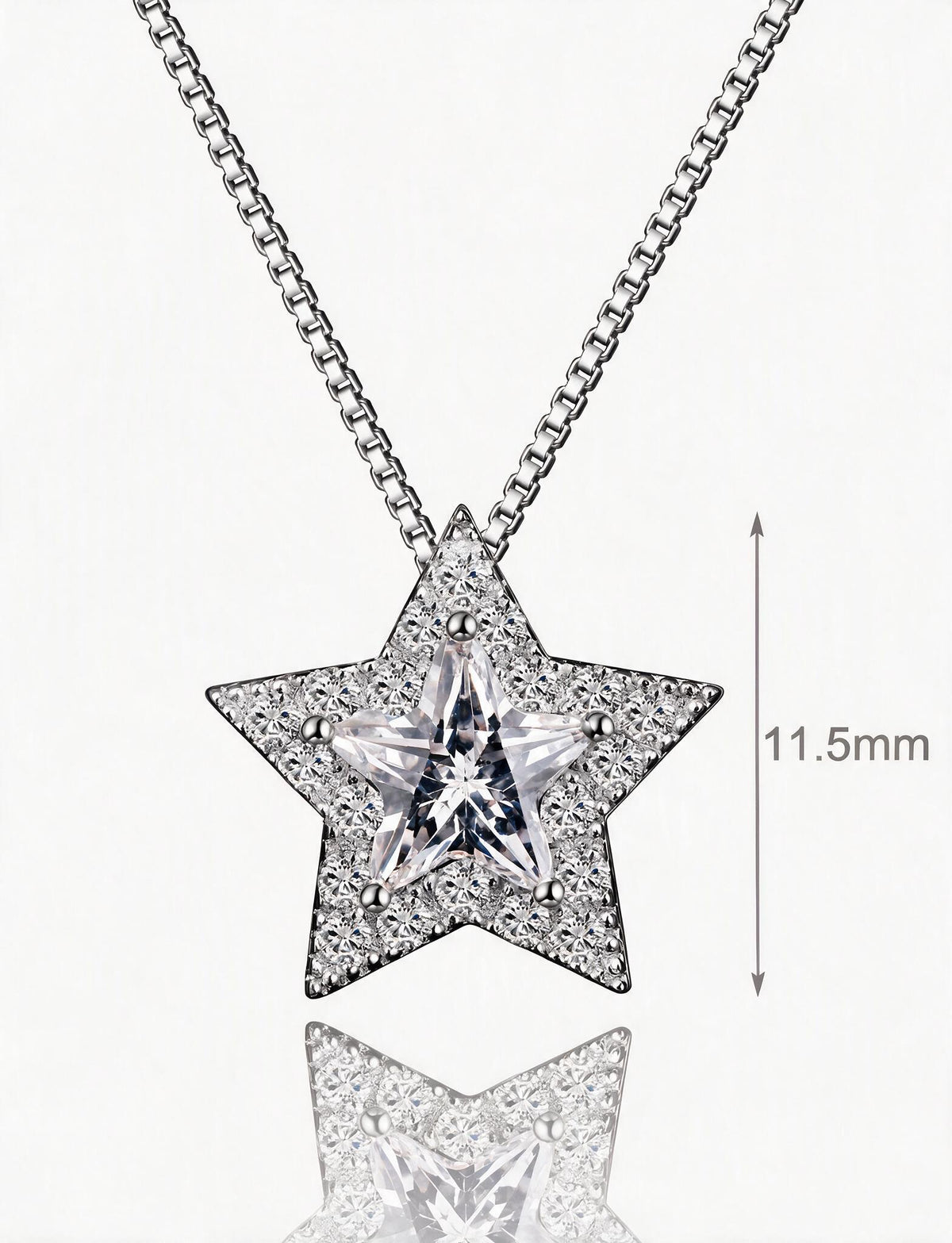 Star Necklace for Women, Five Point Star Pendant with Faceted Center Stone and Pave Halo, Celestial Everyday Jewelry