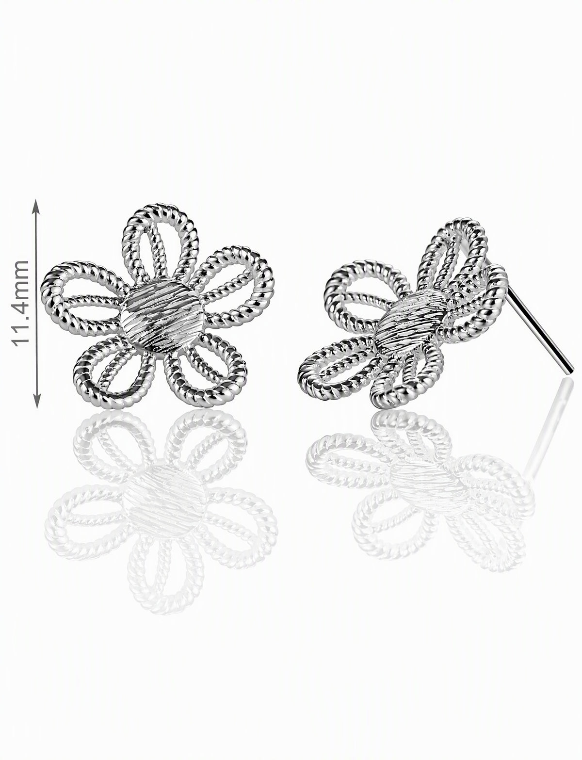 Twisted Rope Flower Stud Earrings for Women, Openwork Floral Statement Studs, Everyday Office Party Jewelry