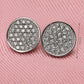 Round Stud Earrings for Women, Pavé Style Geometric Disc Statement Studs, Everyday Office Party Jewelry