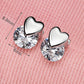 Heart Stud Earrings for Women, Round Faceted Stone Geometric Statement Studs, Office Wedding Party Jewelry