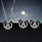 Panda Necklace and Earrings Set, Black and White Panda Jewelry Set, Stud Earrings and Pendant Necklace for Women