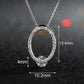 Oval Pendant Necklace for Women, Openwork Oval Frame with Pave Stone Accents and Round Stone Detail, Everyday Jewelry