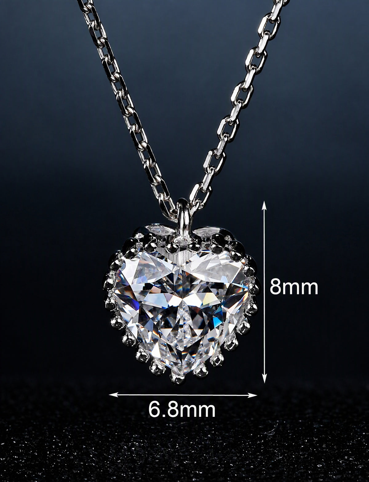 Heart Pendant Necklace for Women, Faceted Heart Design with Beaded Edge, Dainty Jewelry for Everyday Styling