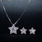 Star Jewelry Set for Women, Sterling Silver Five Point Star Pendant Necklace and Matching Stud Earrings, Daily Fashion