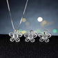 Flower Jewelry Set for Women, Five Petal Openwork Floral Pendant Necklace and Matching Stud Earrings, Daily Accessories