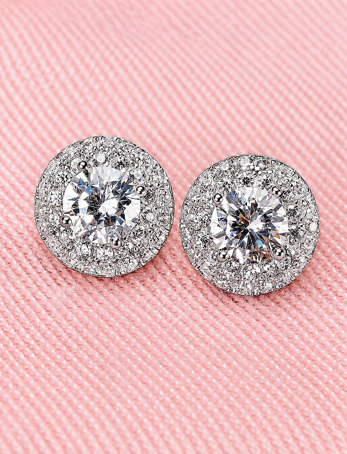Round Halo Stud Earrings for Women, Geometric Statement Studs, Everyday Office Wedding Party Jewelry