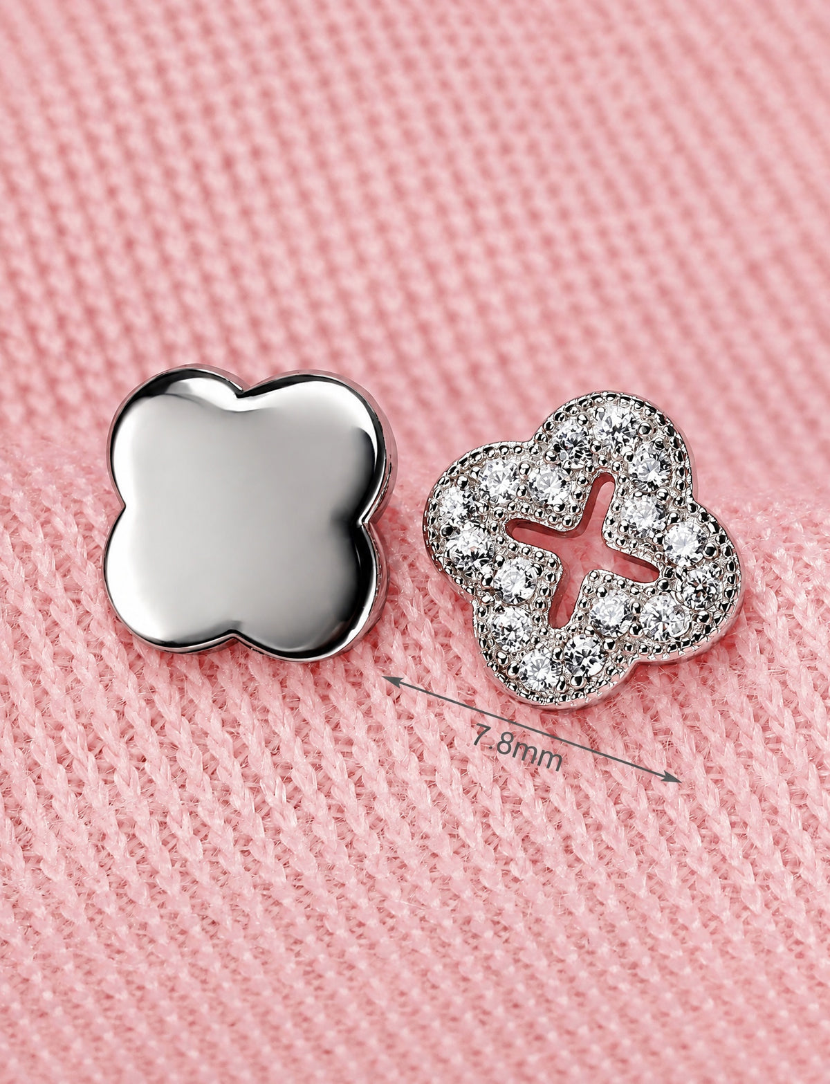 Quatrefoil Stud Earrings for Women, Four Petal Geometric Pavé Style Studs, Everyday Office Party Jewelry
