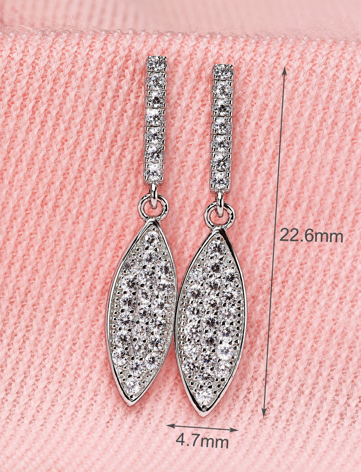 Marquise Drop Earrings for Women, Geometric Pavé Style Dangle Stud Earrings, Wedding Office Party Jewelry