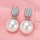 Freshwater Pearl Drop Earrings for Women, Geometric Statement Stud Earrings, Wedding Office Party Jewelry