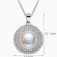 Freshwater Pearl Necklace for Women, Double Halo Round Pearl Pendant with Pave Stone Accents, Everyday Fashion Jewelry