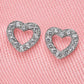 Open Heart Stud Earrings for Women, Geometric Pavé Style Statement Studs, Everyday Office Party Jewelry