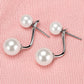 Double Pearl Ear Jacket Earrings for Women, Front Back Statement Studs, Everyday Office Wedding Party Jewelry