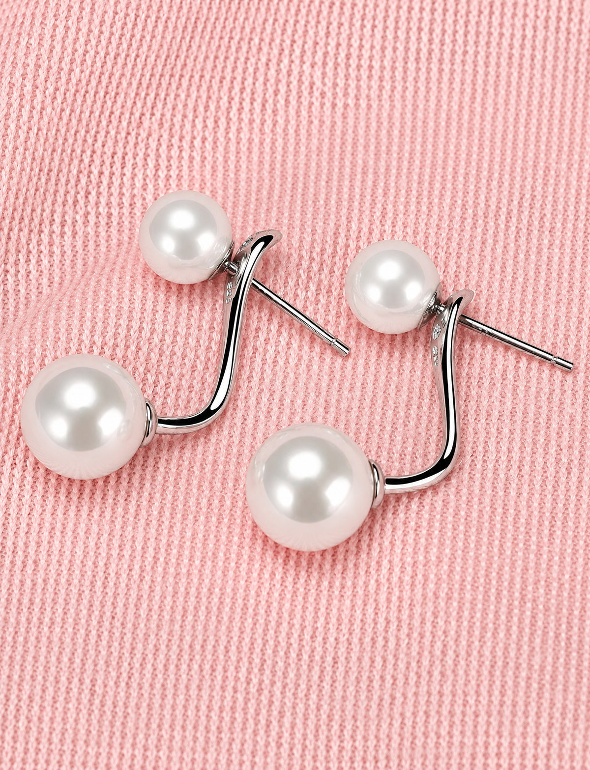 Double Pearl Ear Jacket Earrings for Women, Front Back Statement Studs, Everyday Office Wedding Party Jewelry