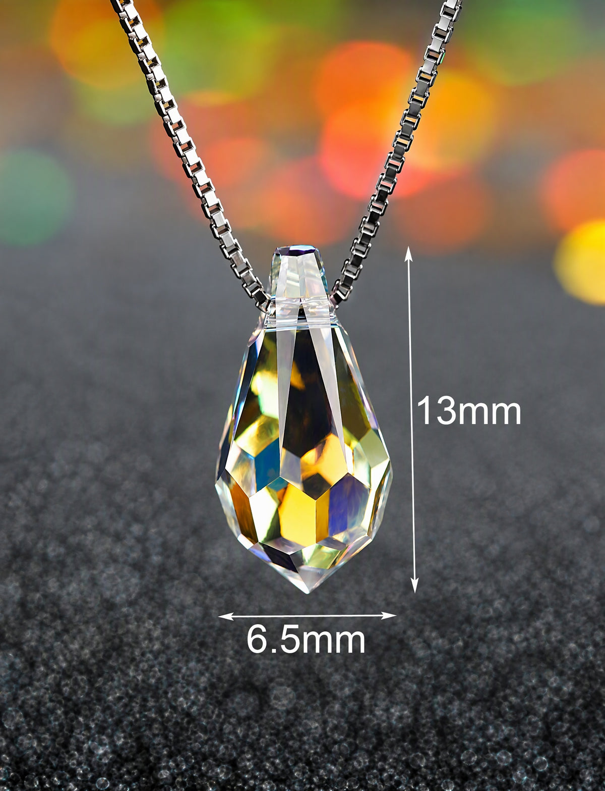 925 Sterling Silver Teardrop Pendant Necklace, Faceted Geometric Silver Chain Jewelry, Minimalist Modern Necklace for Women